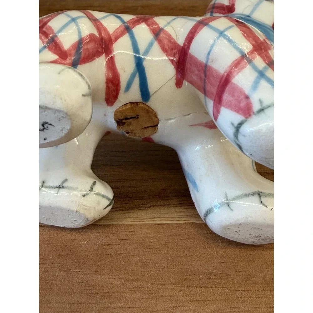 Vintage Plaid Puppy Dog Salt and Pepper‎ Shakers Set Made in Japan Mid Century
